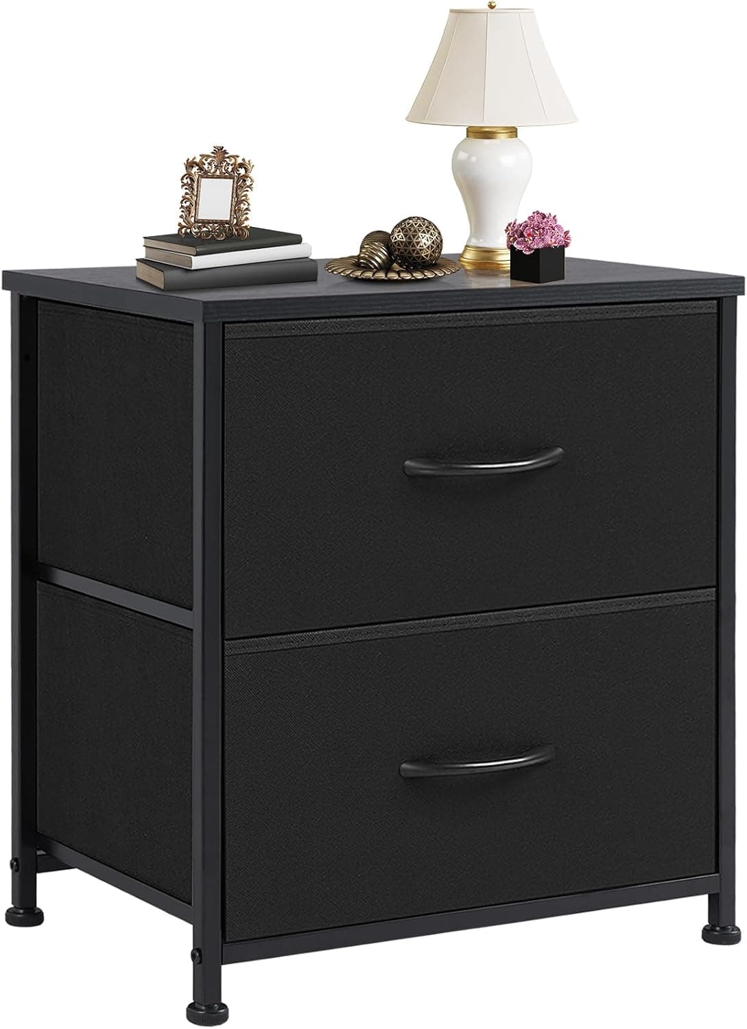 Listing image for DUMOS Night Stand with 2 Drawers, 20 Inch Tall, Classic Black